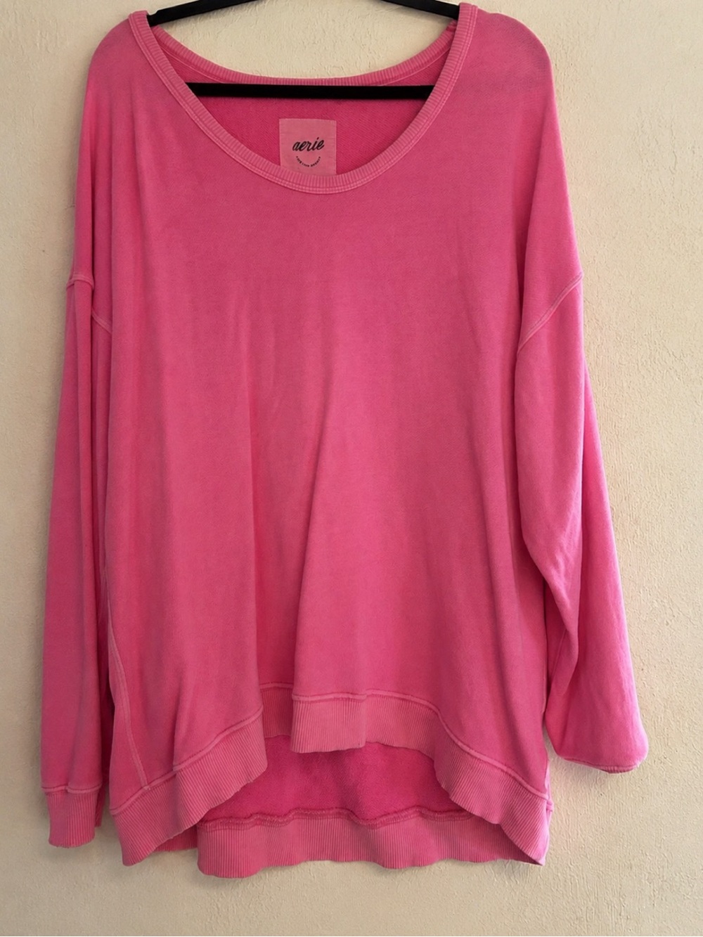 aerie Pink Scoop-Neck Oversized Crew Sweater